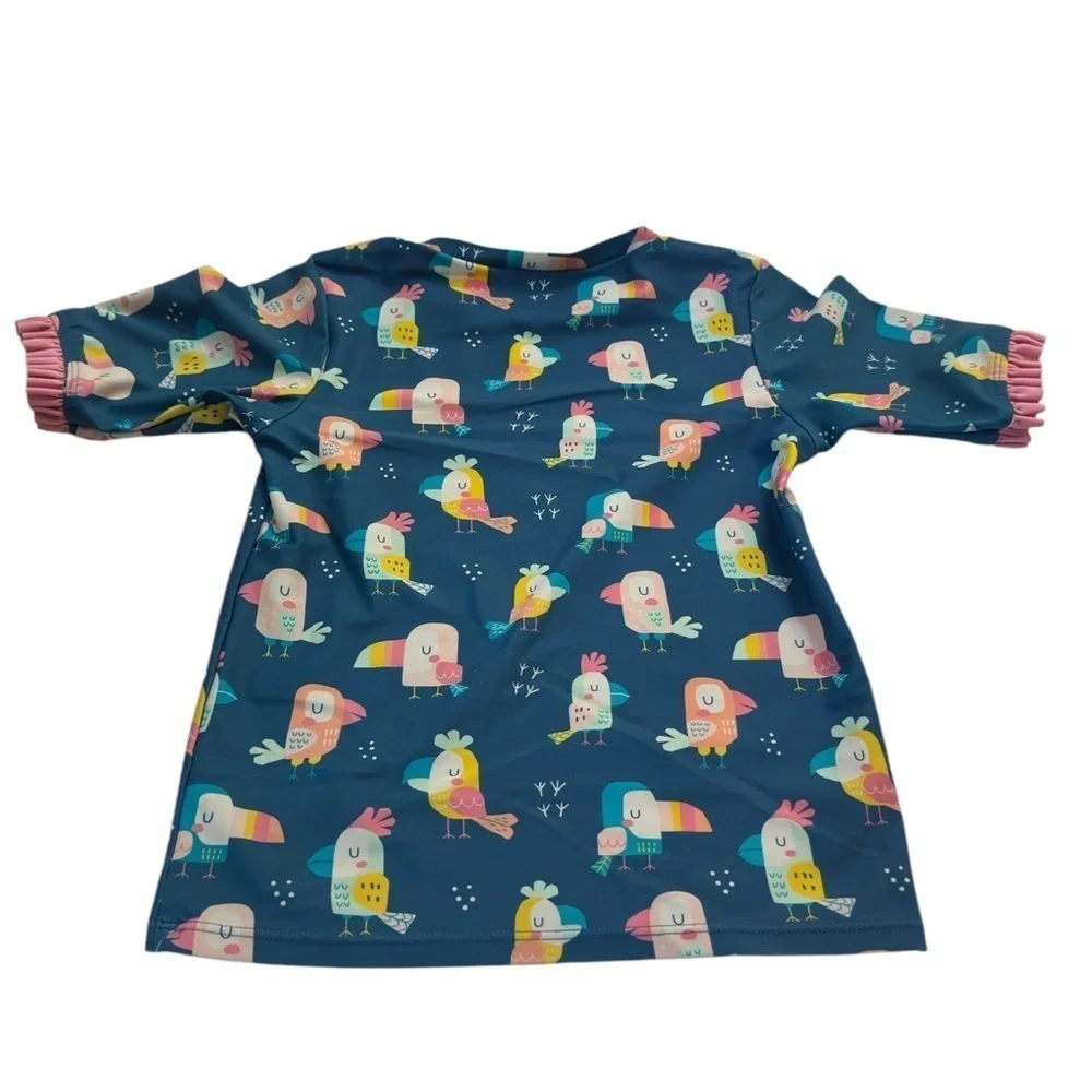 Ruffle Butts Bird Baby Swimsuit Short Sleeve Top Size 6 Toddler